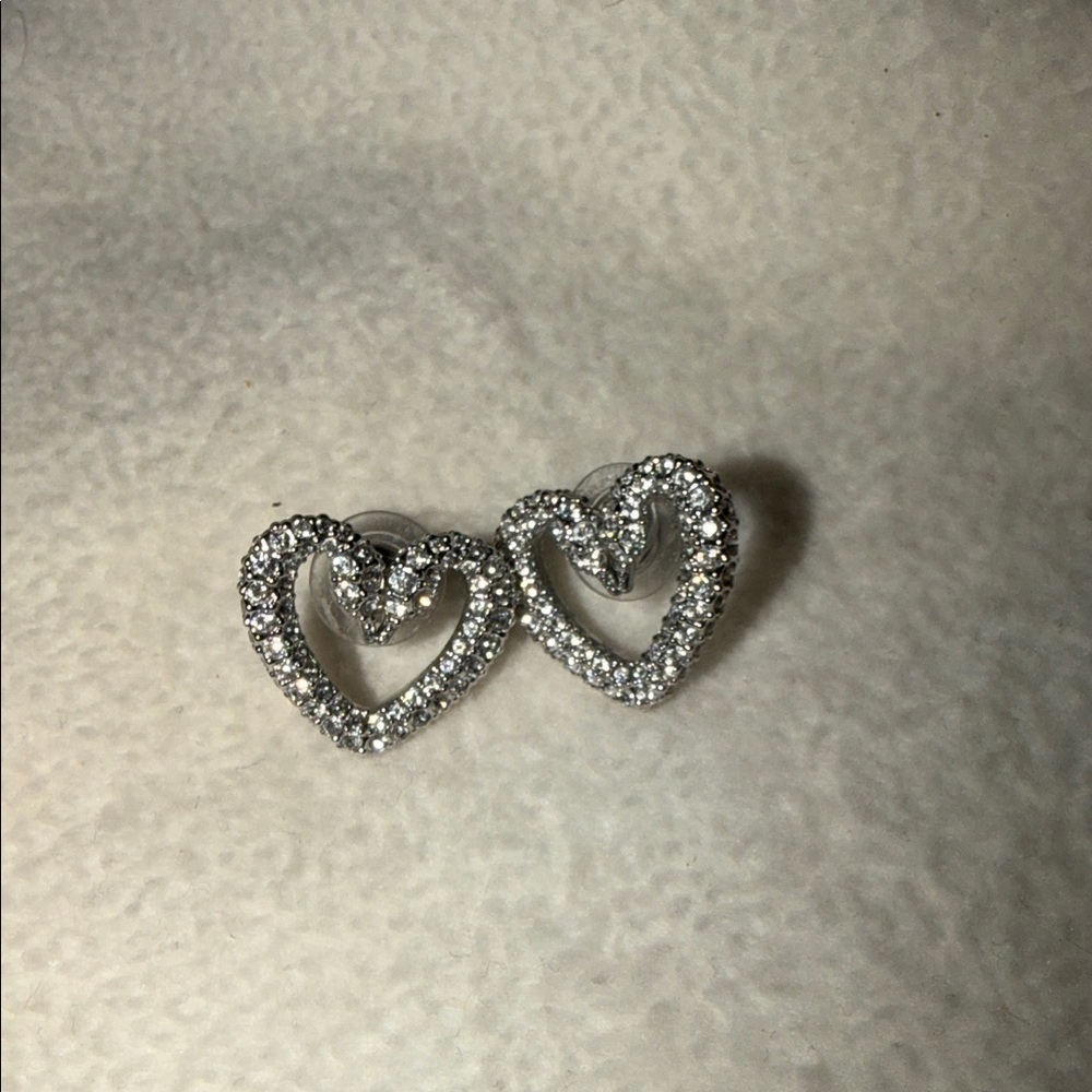 Swarovski Silver Crystal Heart Stud Earrings - Elegant Women's Jewelry